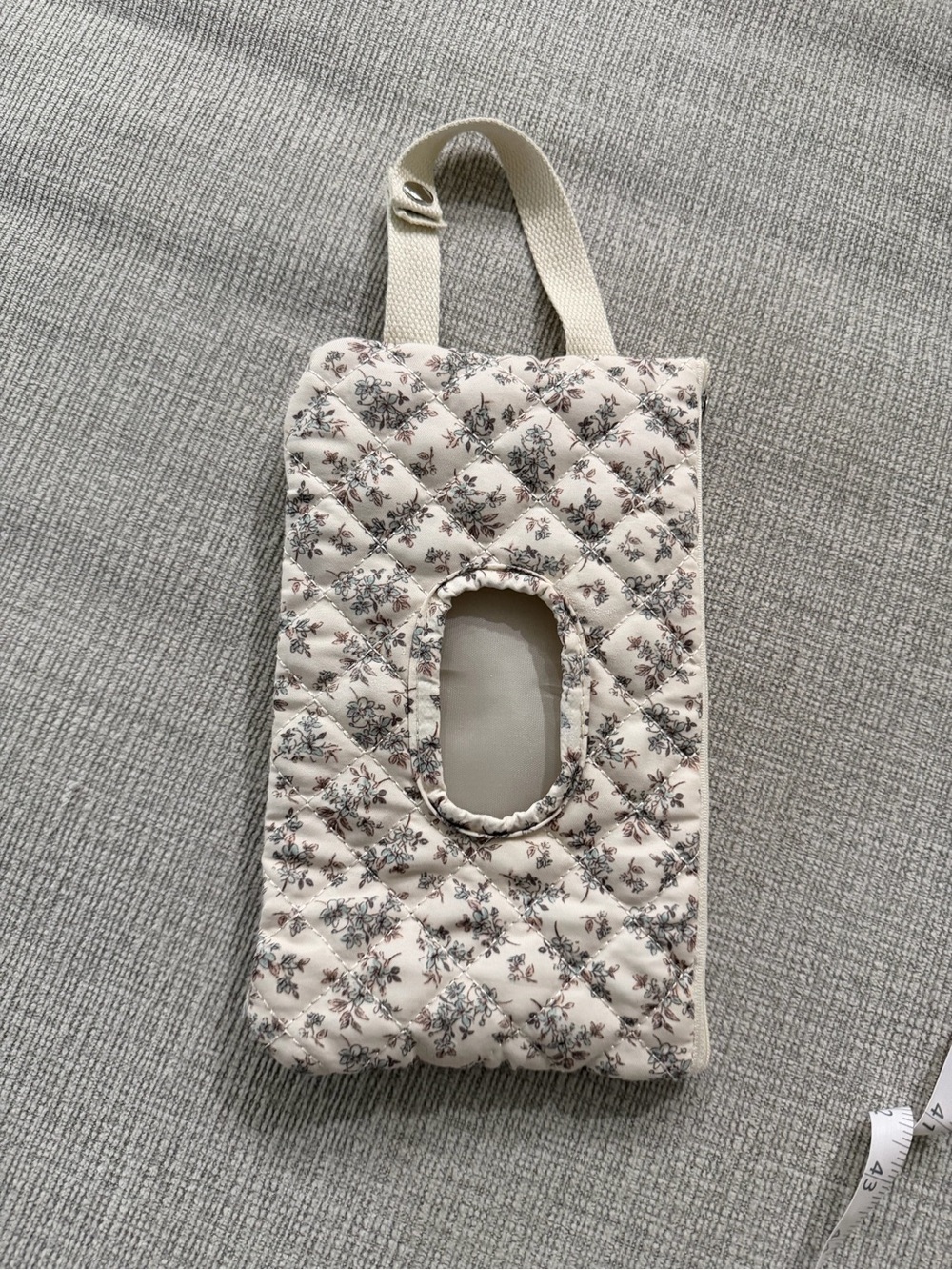 Quilted Floral wipe and diaper Bag in Cream